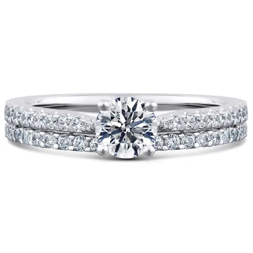 White Gold Diamond Solitaire Bridal Set - White Acacia